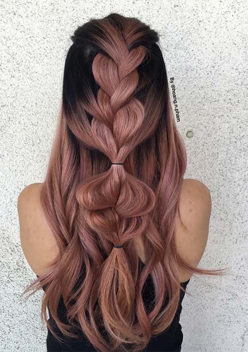 100 Ridiculously Awesome Braided Hairstyles: Half-Up Simple Braids 
