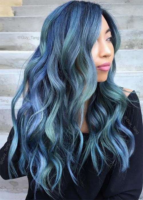 Blue Denim Hair Colors: Blue Jean Mermaid Balayage