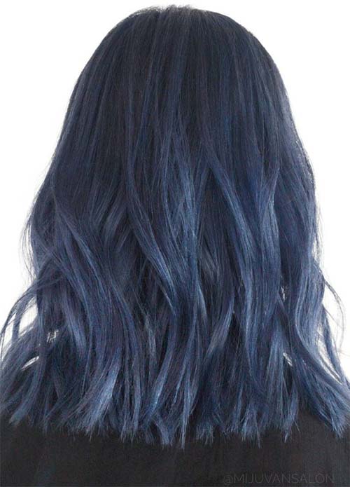 Blue Denim Hair Colors: Midnight to Midday Lob