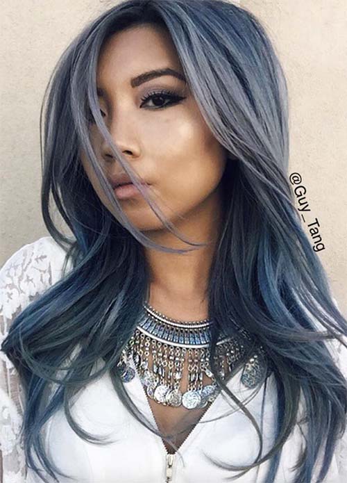 Blue Denim Hair Colors: Modern Matte Denim Hair
