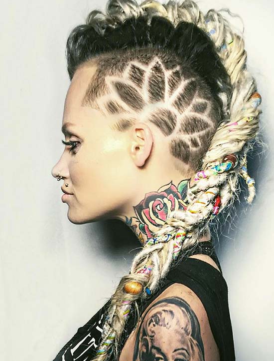 Women's Long Undercut Hairstyles with Hair Tattoos
