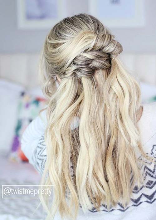 100 Trendy Long Hairstyles for Women: Knotted Half Updo