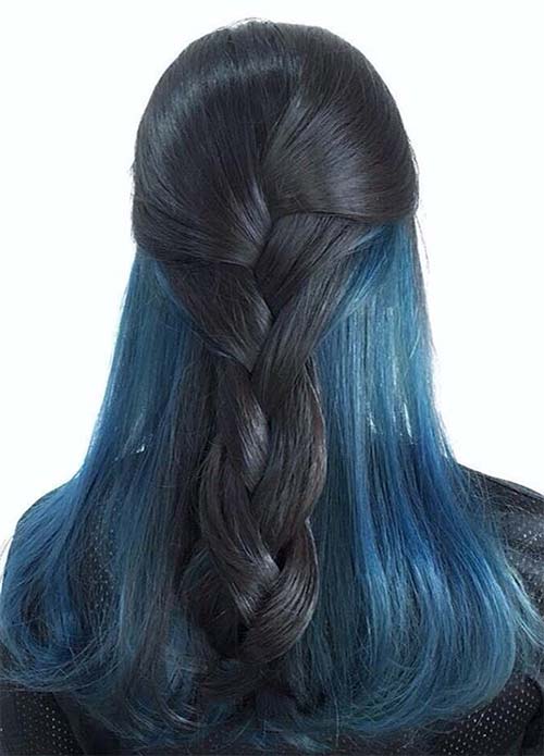 Blue Denim Hair Colors: Two-Tone Denim Dream Braid