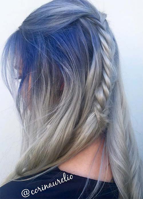 Blue Denim Hair Colors: Denim Steel Fishbraid