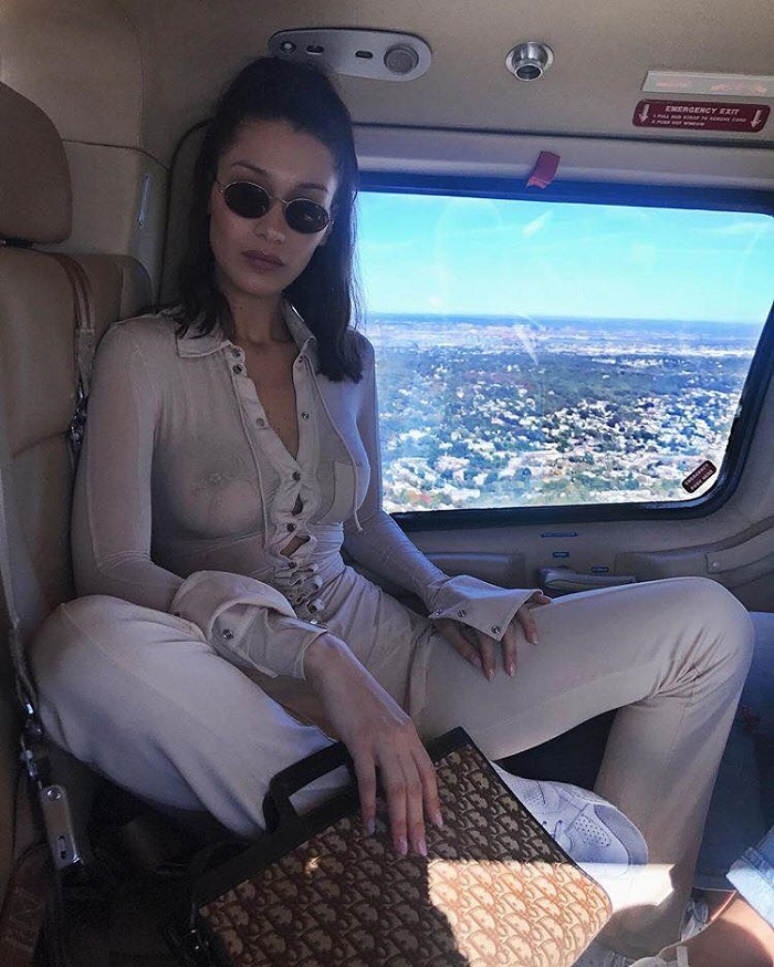 All The Times Bella Hadid Left Her House Almost Naked naked shirt white pants